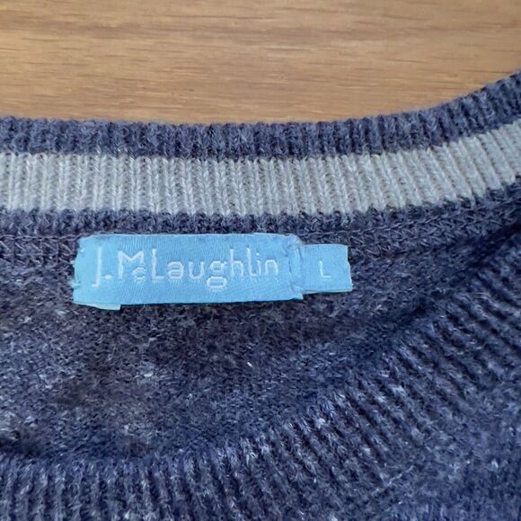 J. McLaughlin Sweater Men’s Size L Cotton Crew Neck Pullover Denim Blue - Picture 3 of 7